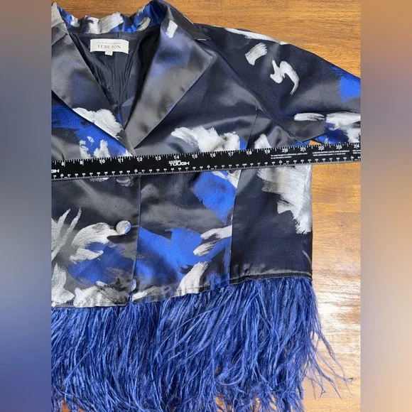 Rickie Freeman Teri Jon Jacket Skirt Fringe Trim Set - Picture 7 of 13